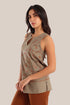 Embroidered cotton sleeveless top